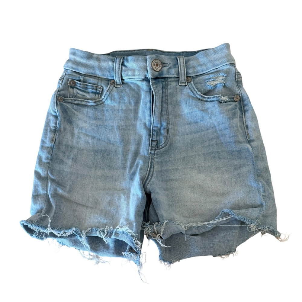 American Eagle Curvy Hi-Rise Shortie Distressed Blue Size 00